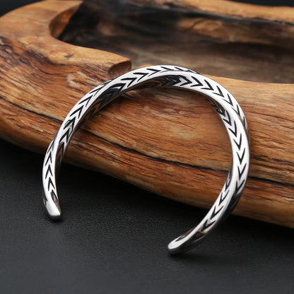 Men's Vintage Antique Finished Stainless Steel Mobius Plain Bangle, Twist Bohemian Style Open Cuff Bracelet