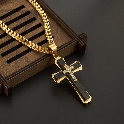 Fashionable And Minimalist Stainless Steel Cross Pendant Necklace