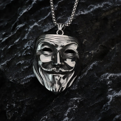 Vintage Stainless Steel Men's Movie Mask Pendant Necklace for Men