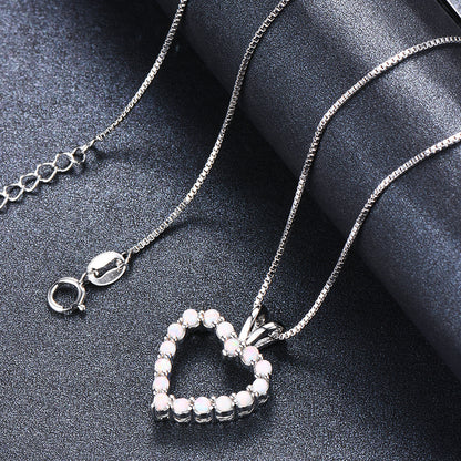 Opal  Heart-shaped Pendant Necklace