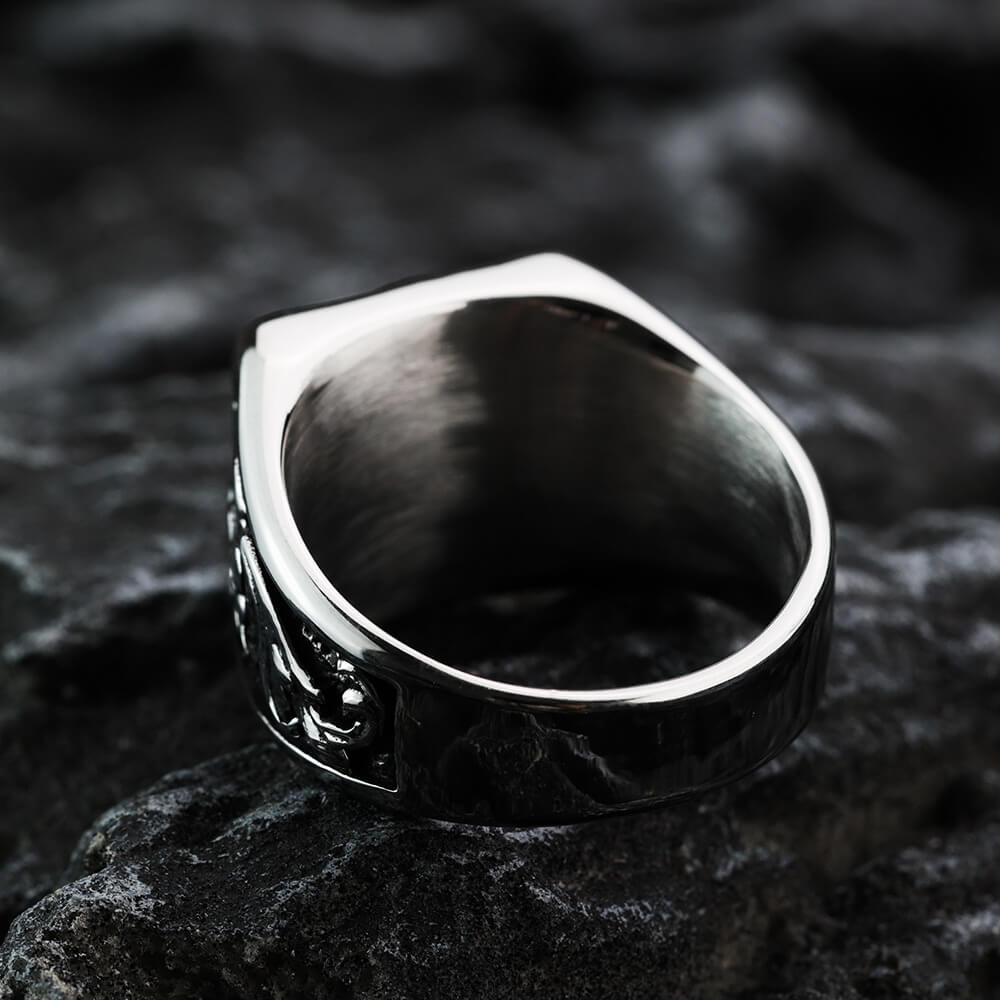 Vintage Solid Stainless Steel Punk Halloween Skull Ring for Men