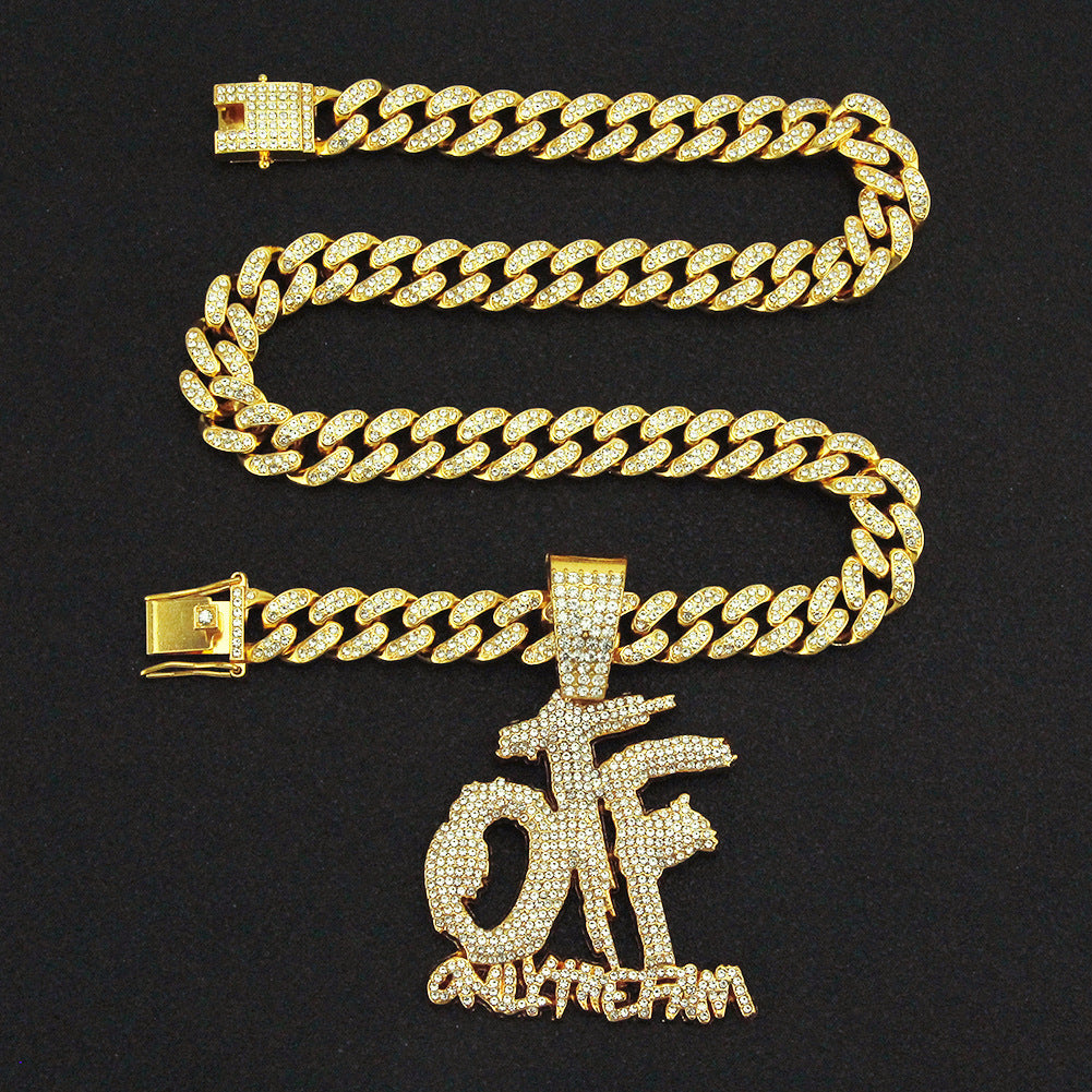 Hip-Hop Letter Cuban Chain Pendant Necklace