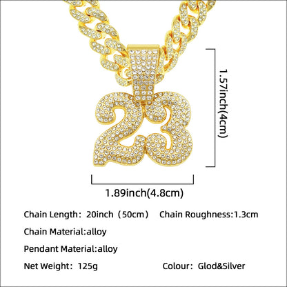 Hip-Hop Number 23 Cuban Chain Pendant Necklace