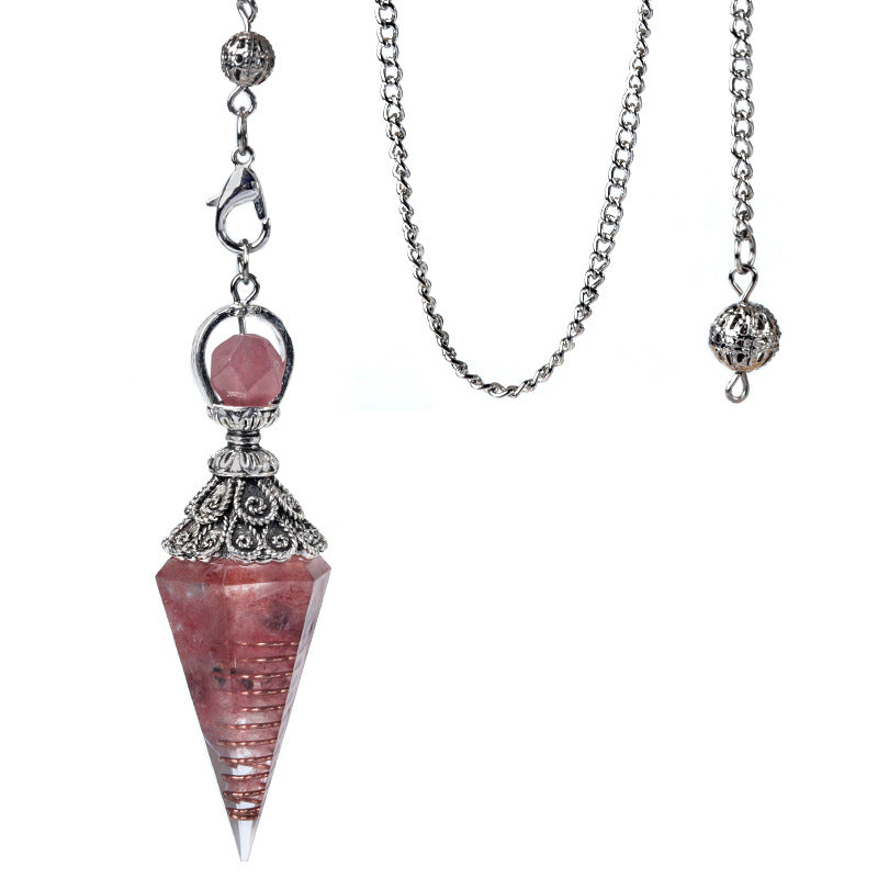 Antique silver crystal semi-precious stone multi-colored gravel resin spirit pendulum