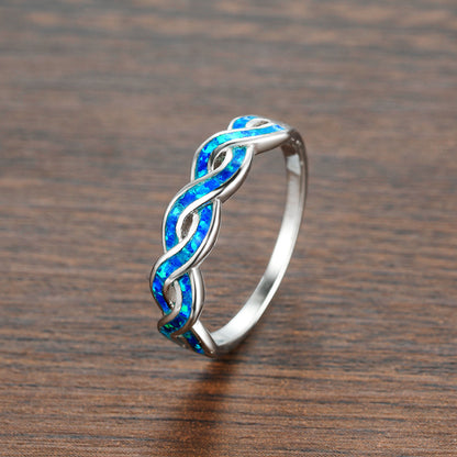 Women's Twisted Interweave Opal Ring