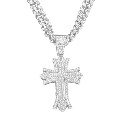 Trendy Hip-Hop Style Cross Cuban Chain Pendant Necklace