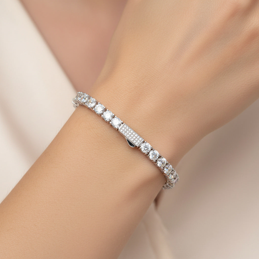 Women&Men's 3mm Spring Clasp Zircon Tennis Bracelet