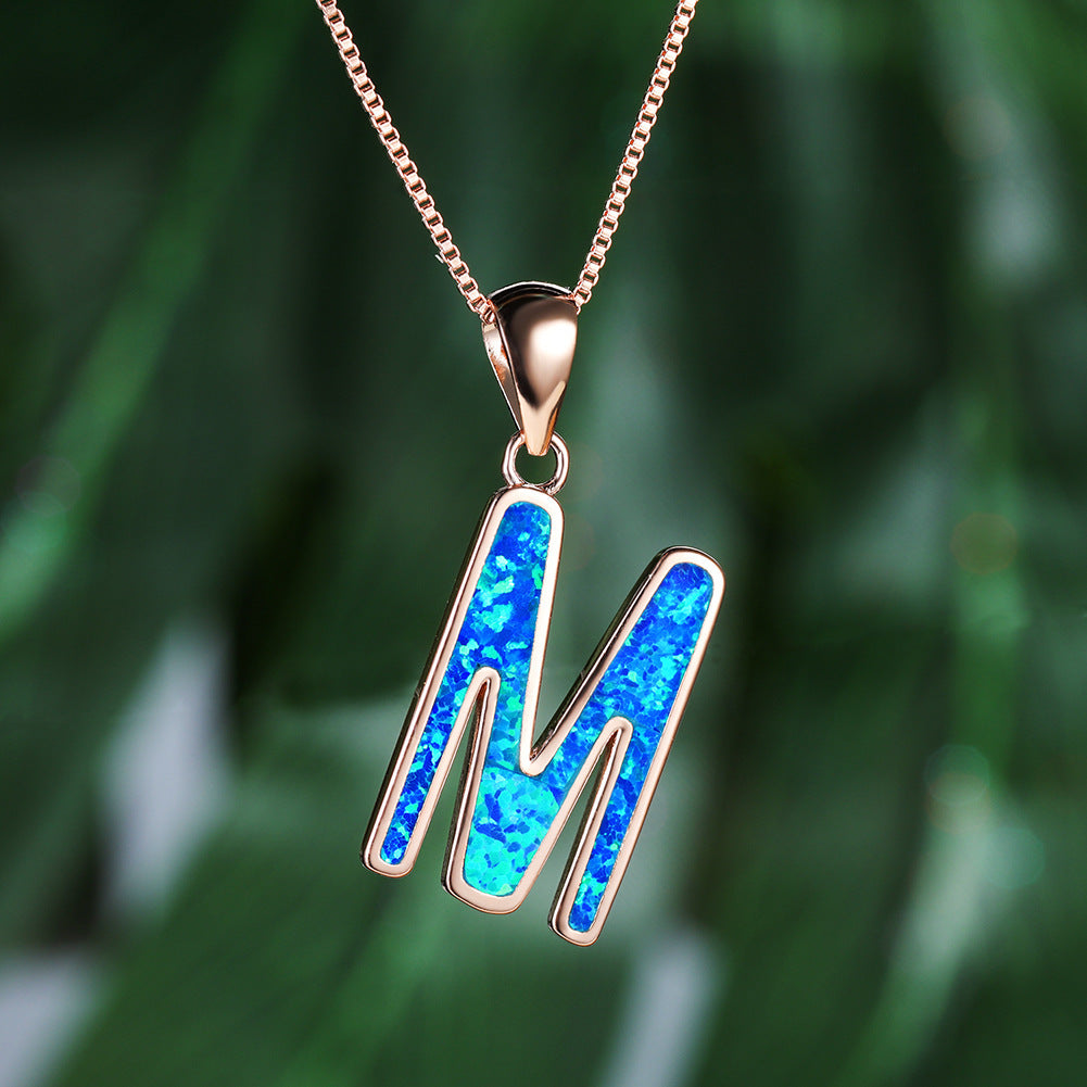 Opal Letter M Necklace