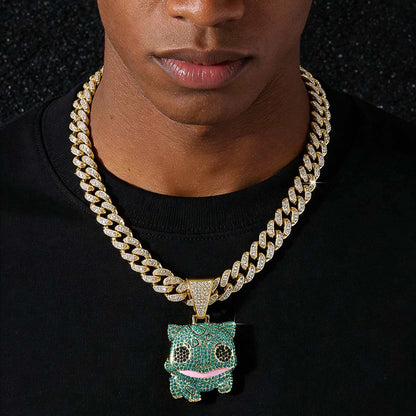 Hip-Hop Cartoon Animal Magical Frog Cuban Chain Pendant Necklace