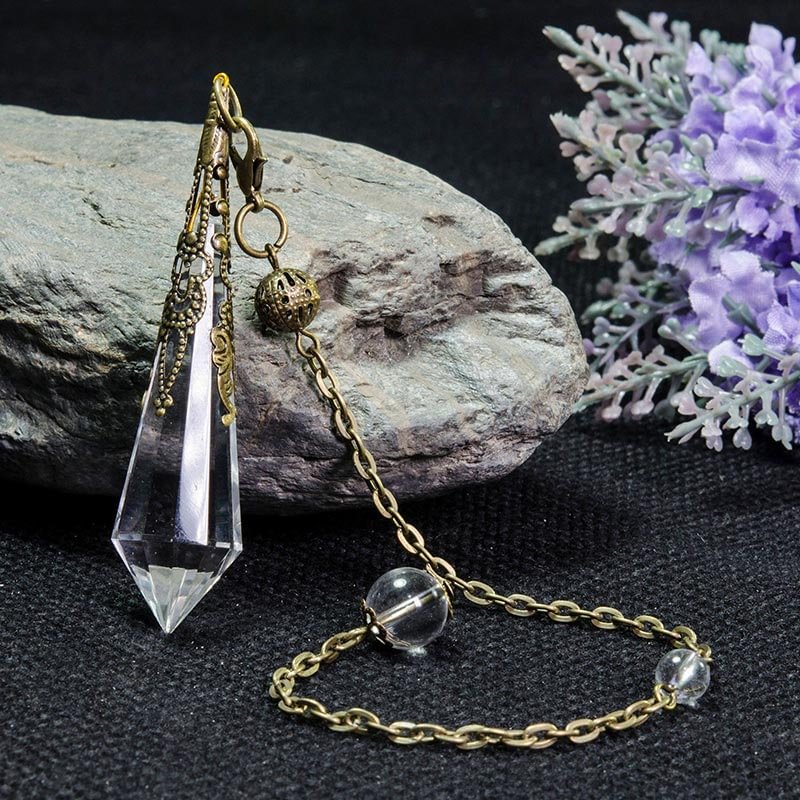 Vintage 12-Faceted Clear Crystal Meditation Pendulum