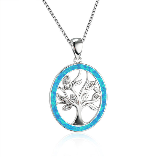 Life Tree Blue Opal Necklace