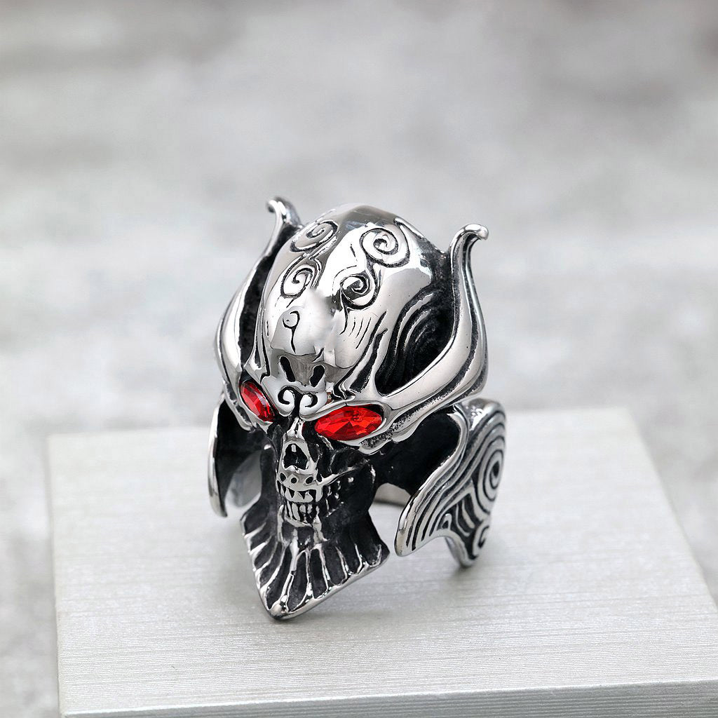 Vintage Stainless Steel Punk Hollow Skull Ring for Men