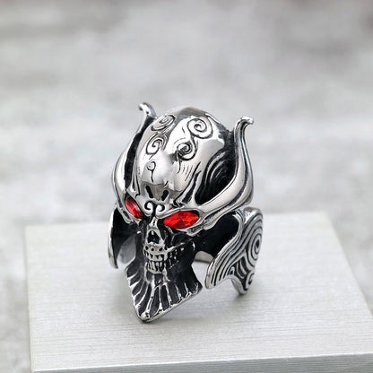 Vintage Stainless Steel Punk Hollow Skull Ring for Men