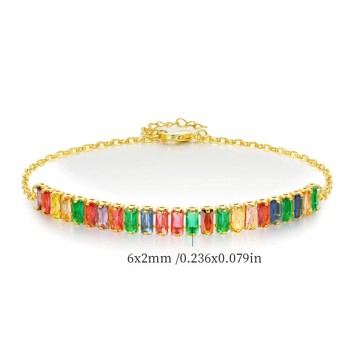 Women&Men's 2mm Colorful Zircon Adjustable Tennis Bracelet
