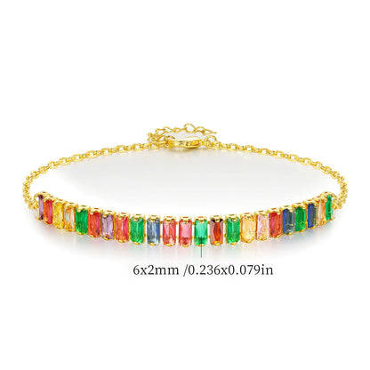 Women&Men's 2mm Colorful Zircon Adjustable Tennis Bracelet