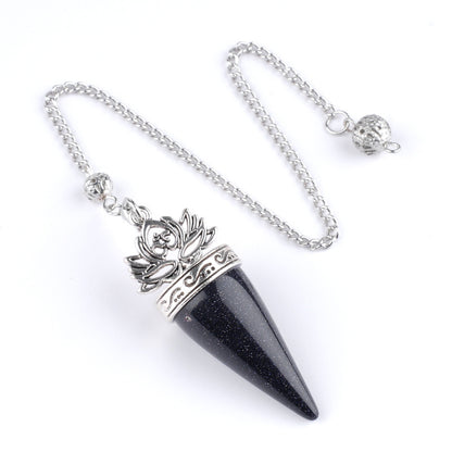 Ancient silver lotus cone meditation yoga crystal spirit pendulum