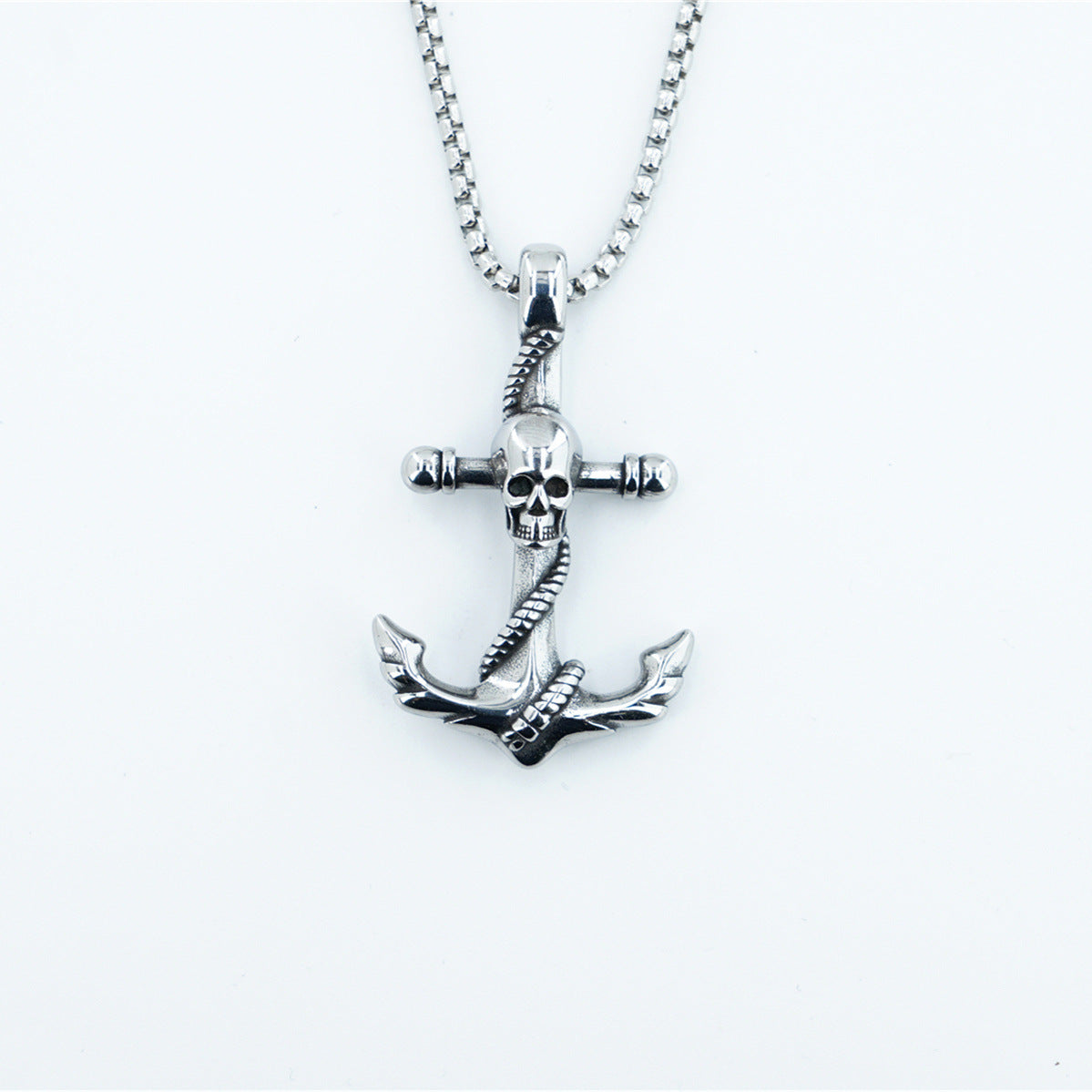 Men's Steel Anchor Pendant Necklace