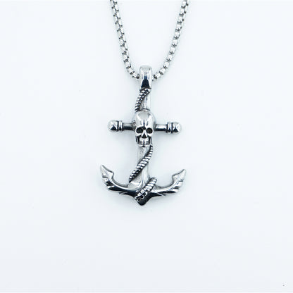 Men's Steel Anchor Pendant Necklace