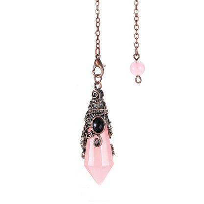 Vintage Palace Style Natural Crystal 12-Facet Hexagonal Pyramid Spirit Pendulum