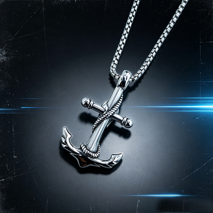 Men's Steel Anchor Pendant Necklace