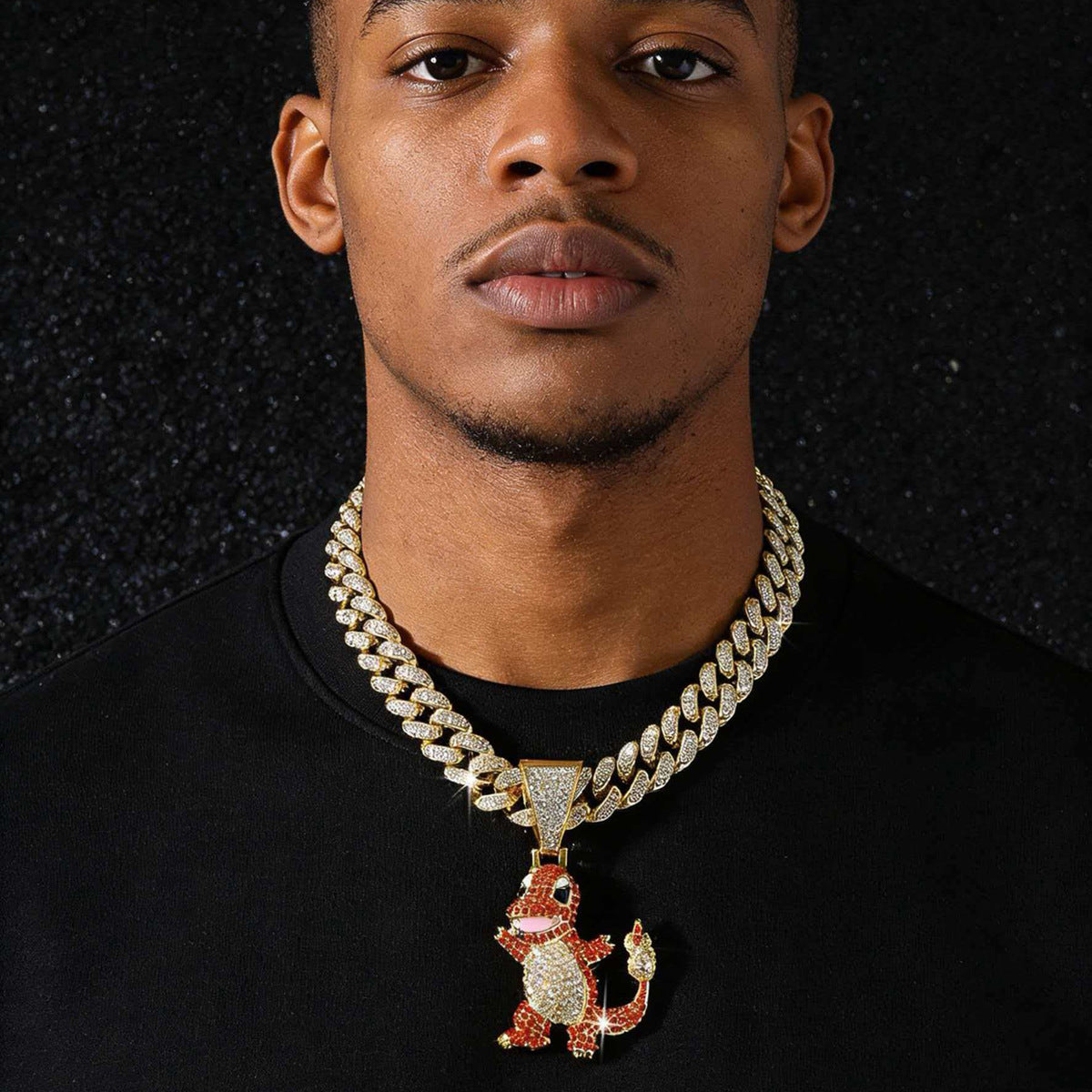 Hip-Hop Style Cartoon Dinosaur Pendant Necklace With Cuban Chain