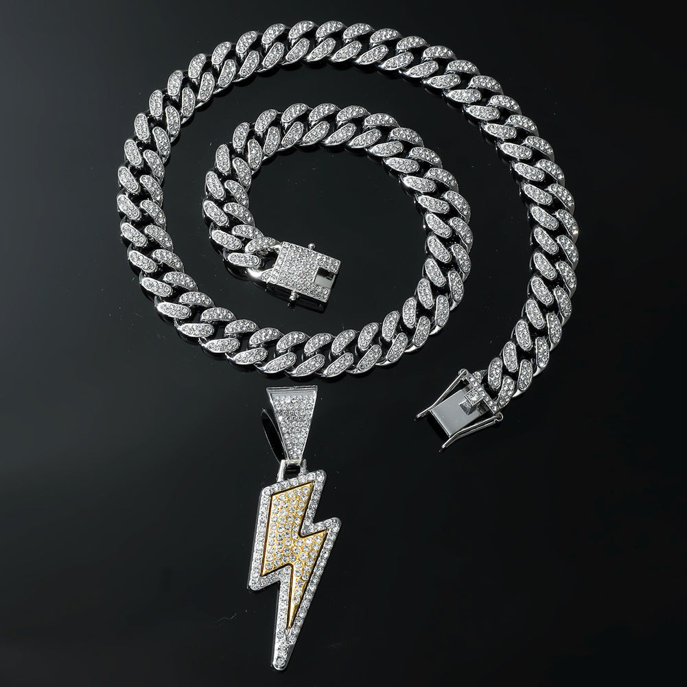 Hip-Hop Lightning Cuban Chain Pendant Necklace