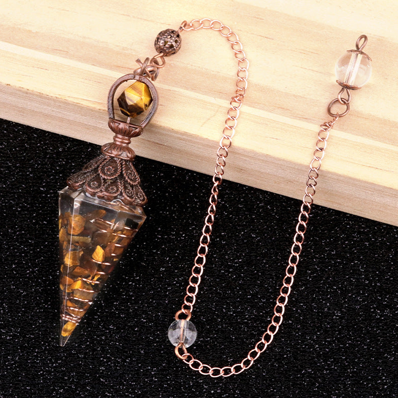 Ancient Red Seven-Colored Crystal Resin Spiritual Pendulum