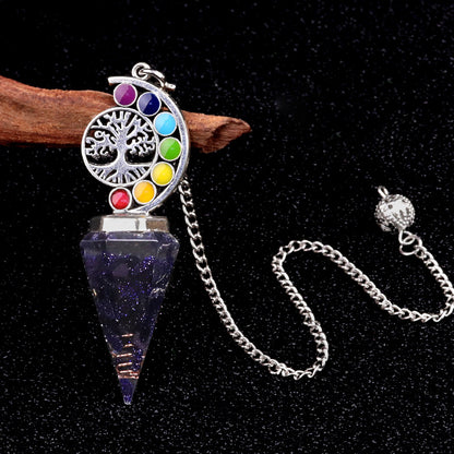 Colorful Life Tree Crystal Gravel Resin Spirit Pendulum