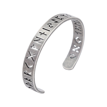 New Vintage Stainless Steel Men Bracelet, Retro European American Hollow Letter Character Open Cuff Jewelry