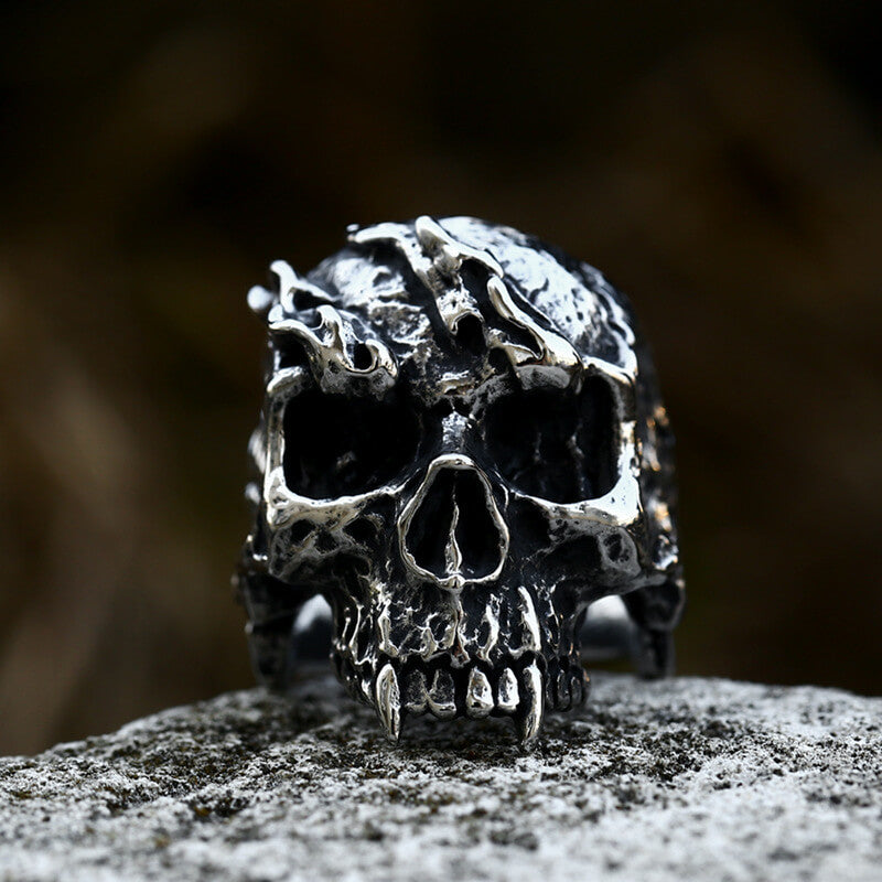 Men's Hip-Hop Punk Steel Warrior Skull Ring
