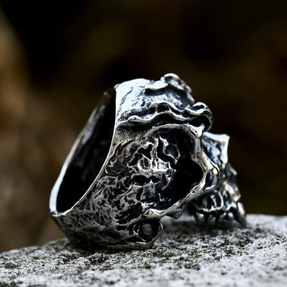 Men's Hip-Hop Punk Steel Warrior Skull Ring