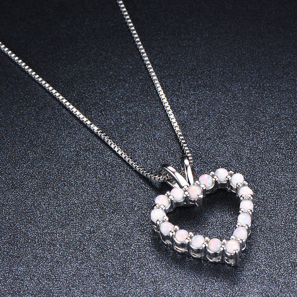 Opal  Heart-shaped Pendant Necklace