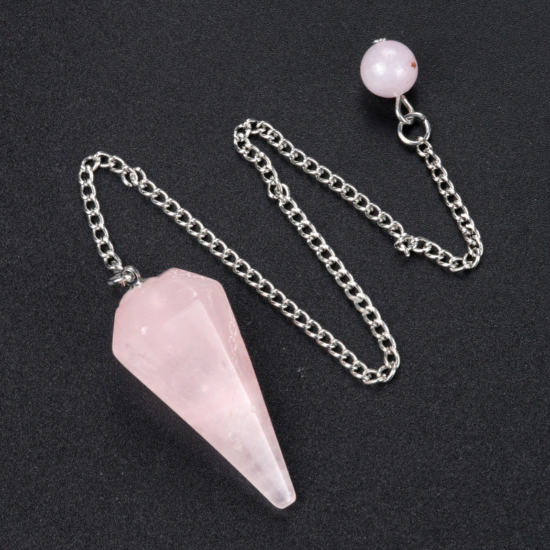 Crystal stone polished hexagonal spirit column pendulum