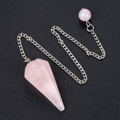 Crystal stone polished hexagonal spirit column pendulum
