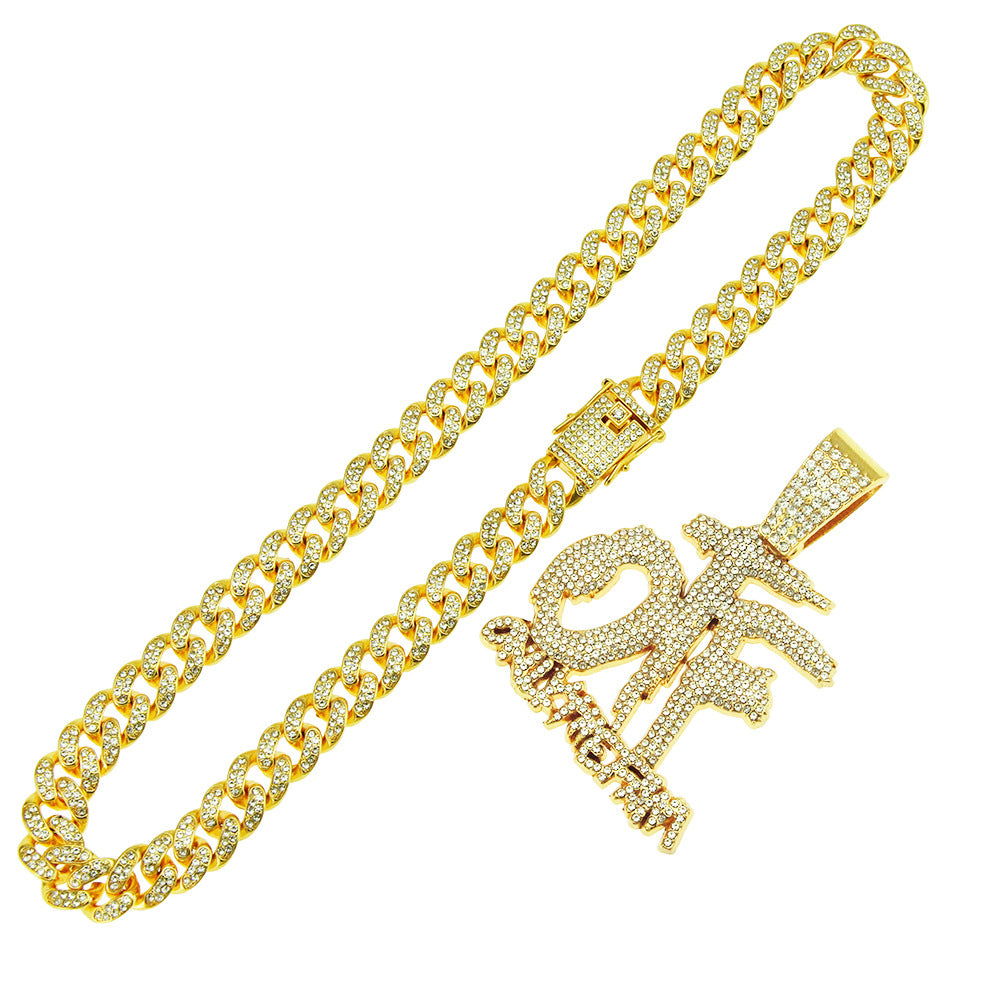 Hip-Hop Letter Cuban Chain Pendant Necklace