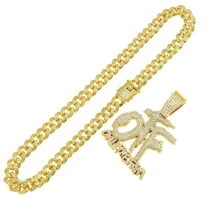 Hip-Hop Letter Cuban Chain Pendant Necklace