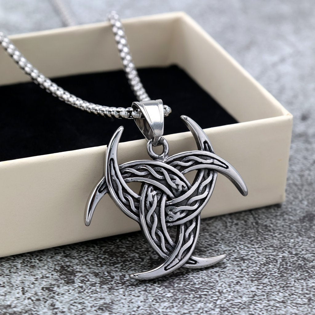 Vintage stainless steel single-sided Celtic knot men's necklace pendan
