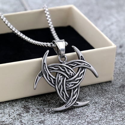 Vintage stainless steel single-sided Celtic knot men's necklace pendan