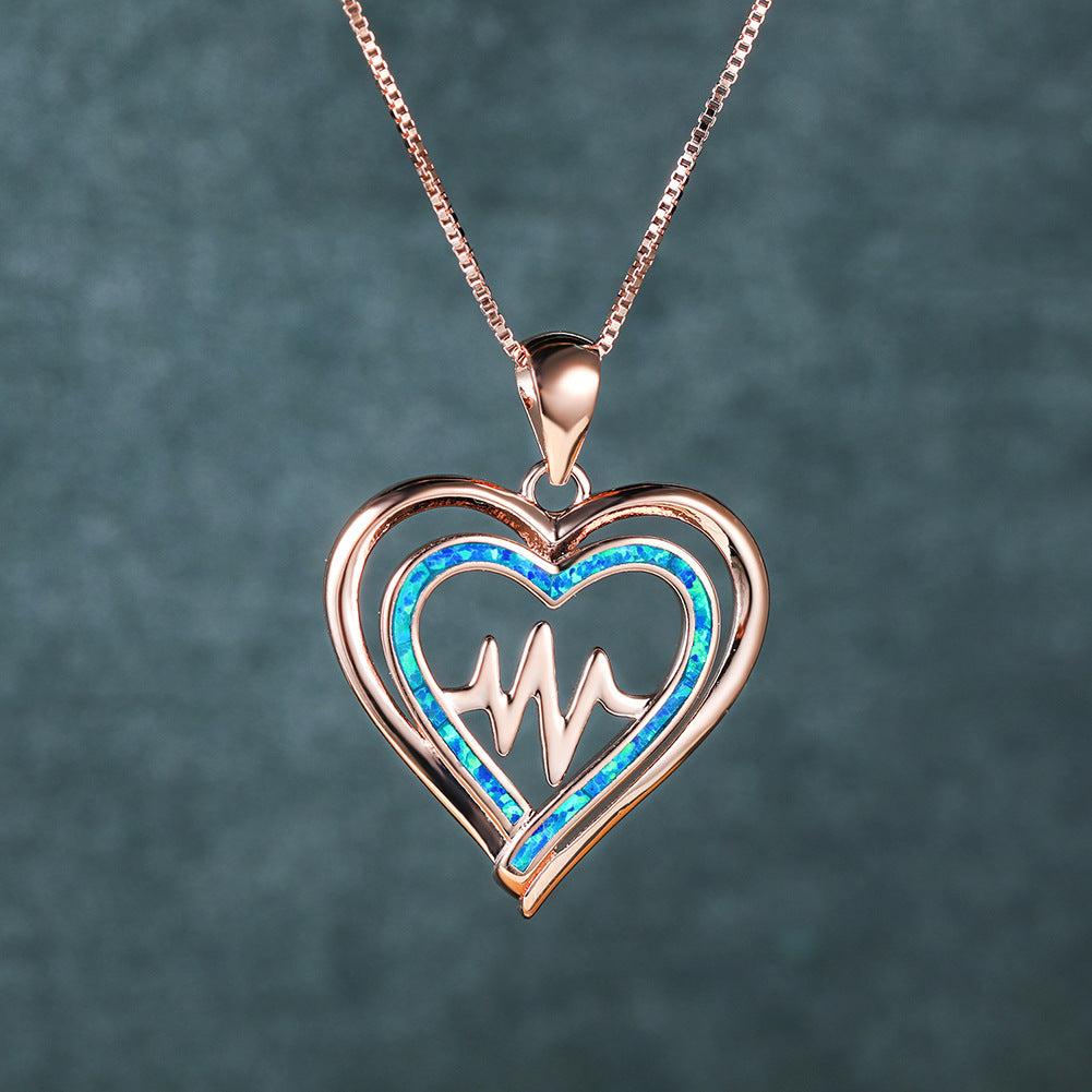 Opal Electrocardiogram Necklace