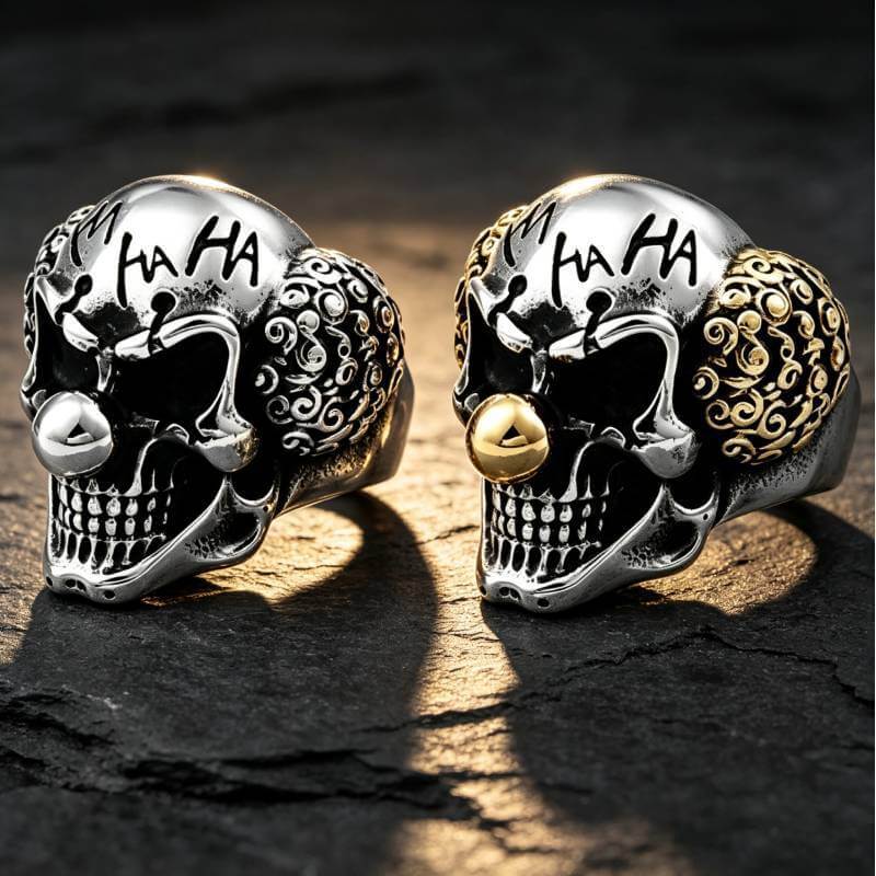 Men's Vintage Clown Skull Stainless Steel Ring