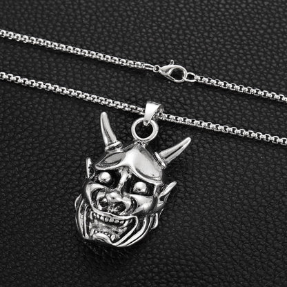 Men's Fashion Stainless Steel Prajna Mask Pendant Necklace
