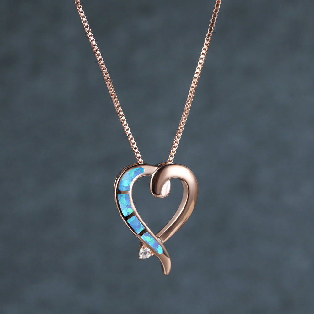 Ins-style rose gold AuBoo heart necklace