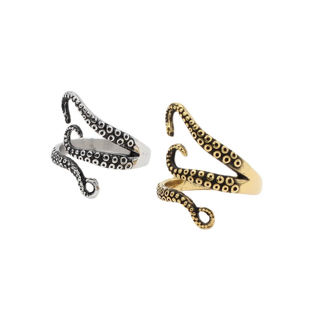 Men's Vintage Stainless Steel Octopus Ring