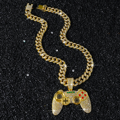 Hip-Hop Style Game Console Controller Shaped Cuban Chain Pendant Necklace