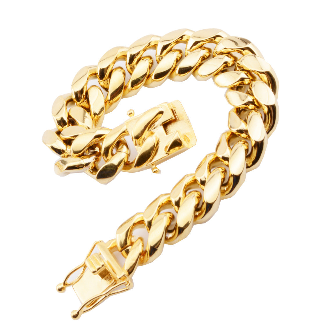 Men’s European American Hip Hop Stainless Steel Cuban Link Bracelet with Dragon Head Clasp Fashion Wrist Jewelry