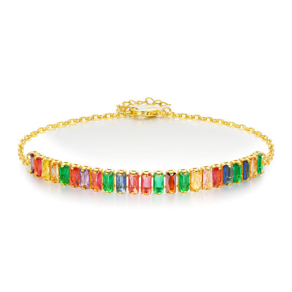 Women&Men's 2mm Colorful Zircon Adjustable Tennis Bracelet