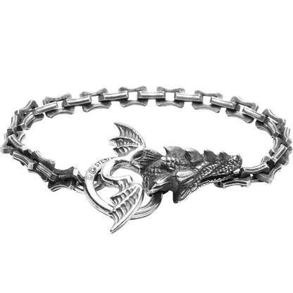Men's Retro 3D Dragon Head Square Link Bracelet