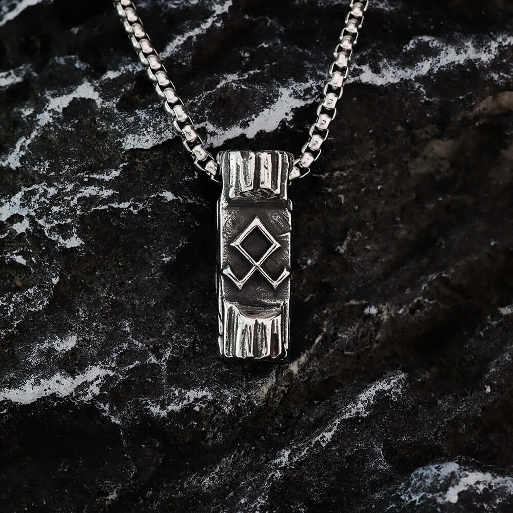 Vintage Stainless Steel Viking Symbol Pendant Necklace for Men