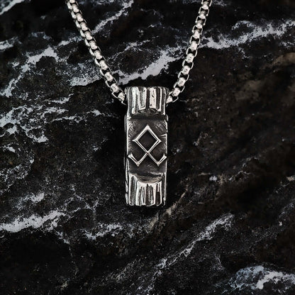 Vintage Stainless Steel Viking Symbol Pendant Necklace for Men