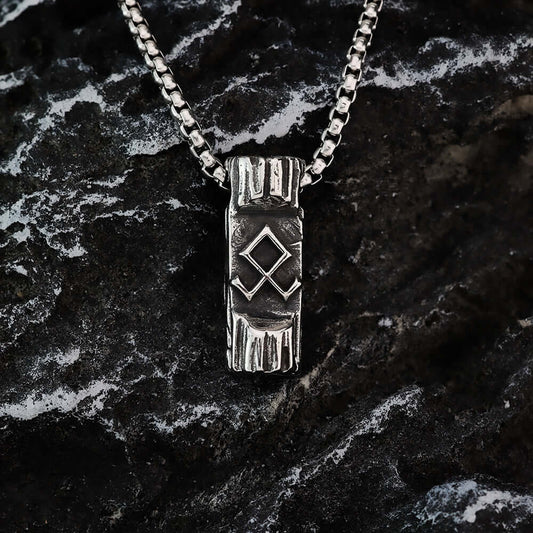 Vintage Stainless Steel Viking Symbol Pendant Necklace for Men